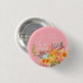 Herfst Thanksgiving Roze Ronde Button 3,2 Cm (Voorkant /achterkant)