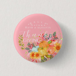 Herfst Thanksgiving Roze Ronde Button 3,2 Cm