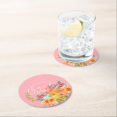 Herfst Thanksgiving Roze Ronde Kartonnen Onderzetter (Insitu)