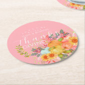 Herfst Thanksgiving Roze Ronde Kartonnen Onderzetter (Gebogen)