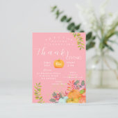 Herfst Thanksgiving Roze Wenskaart Briefkaart (Staand voorkant)