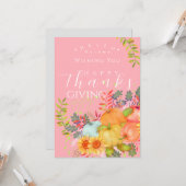 Herfst Thanksgiving Roze Wenskaart Kaart (Voorkant / Achterkant in situ)