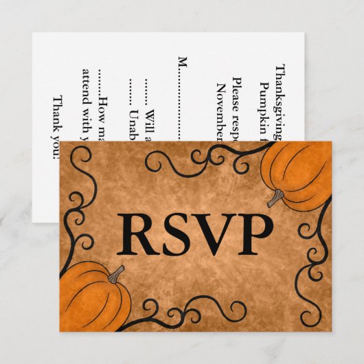 HERFST THANKSGIVING RSVP KAARTJE (Voorkant / Achterkant)