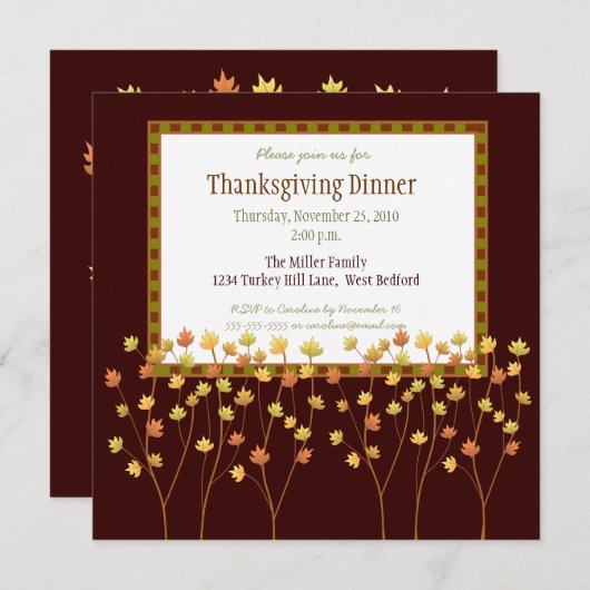 Herfst Thanksgiving uitnodiging (Voorkant / Achterkant)