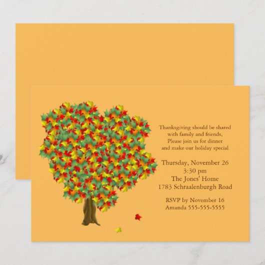 Herfst Thanksgiving uitnodiging (Voorkant / Achterkant)