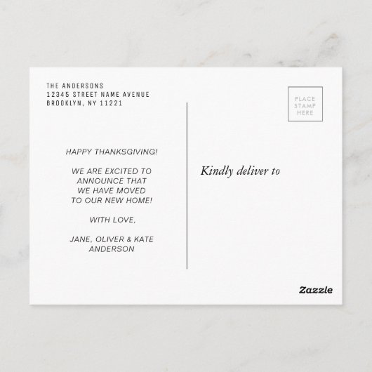 herfst thanksgiving vakantie verhuisbericht briefkaart (Achterkant)