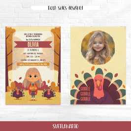 Herfst Thanksgiving Verjaardag Fotouitnodiging Kaart