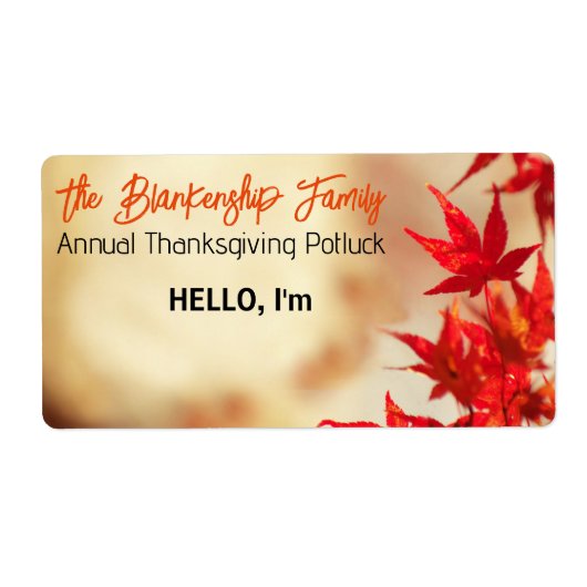 herfst Thanksgiving verzamelen papier label naam t (Voorkant)