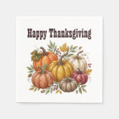 Herfst Thanksgiving Waterverf Pompoen Servet (Voorkant)