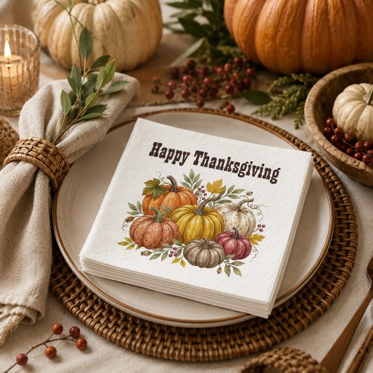 Herfst Thanksgiving Waterverf Pompoen Servet
