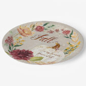 Herfst Thanksgiving White Pumpkin Floral Wreator Papieren Bordje (Gekanteld)