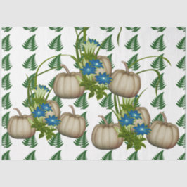 Herfst Thanksgiving White Pumpkins Flora Artwork Tissuepapier