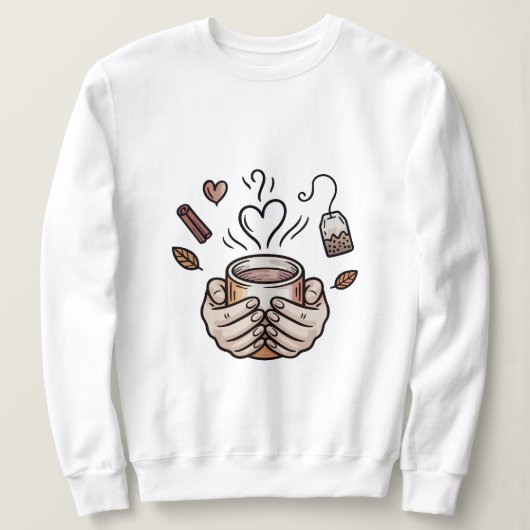 Herfst Thee Cozy Doodle Illustratie Trui (Design voorkant)