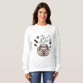 Herfst Thee Cozy Doodle Illustratie Trui (Voorkant volledig)