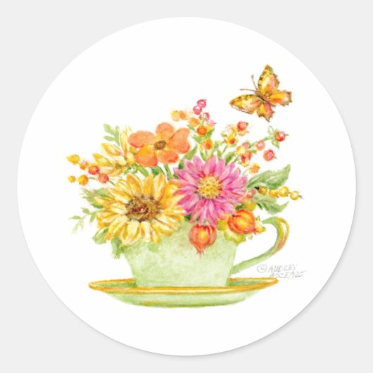 Herfst Theekopje Sticker (Voorkant)