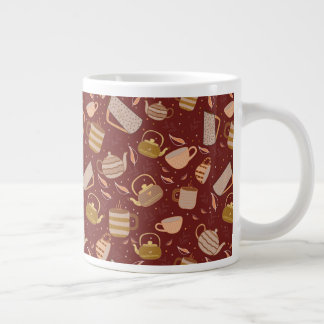 Herfst Theetijd Theepot Mok Blad Patroon
