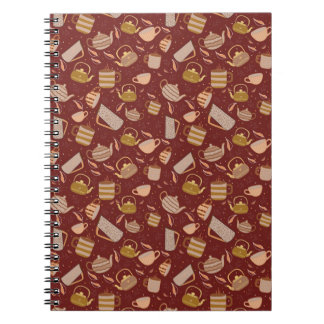 Herfst Theetijd Theepot Mok Blad Patroon Notitieboek