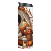  HERFST THEMA AFRO-AMERIKAANSE VROUW LEZEN THERMOSBEKER (Geroteerd rechts)