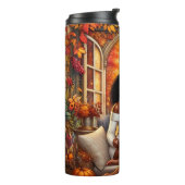  HERFST THEMA AFRO-AMERIKAANSE VROUW LEZEN THERMOSBEKER (Gedraaid links)