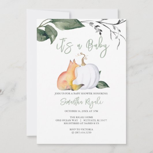 Herfst-thema baby douche uitnodigingen (Voorkant)