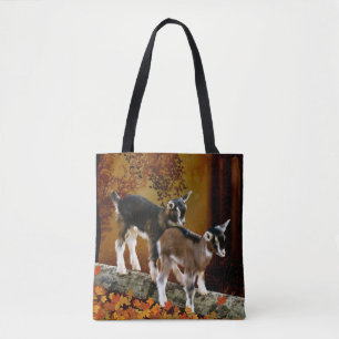 Herfst Thema Baby Geiten Tote Bag