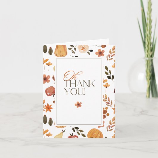 Herfst Thema Baby Shower Bedankkaart (Voorkant)