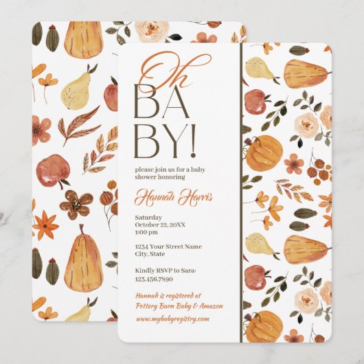 Herfst Thema Baby Shower Uitnodiging (Voorkant / Achterkant)