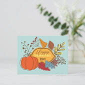 Herfst-thema bladeren bessen pompoen Thanksgiving Briefkaart (Staand voorkant)
