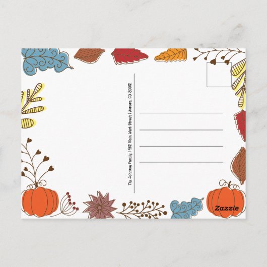 Herfst-thema bladeren bessen pompoen Thanksgiving Briefkaart (Achterkant)