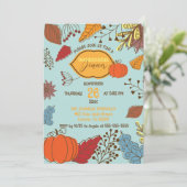 Herfst-thema bladeren bessen pompoen Thanksgiving Kaart (Staand voorkant)