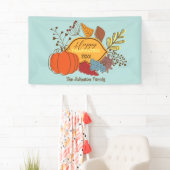 Herfst-thema bladeren bessen pompoen Thanksgiving Spandoek (Insitu)