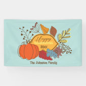 Herfst-thema bladeren bessen pompoen Thanksgiving Spandoek (Horizontaal)
