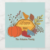 Herfst-thema bladeren bessen pompoen Thanksgiving Wijn Etiket (Enkel label)