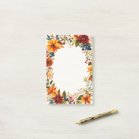 Herfst Thema Bloemen & Bessen Post-it® Notes (Op bureau)