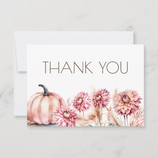 Herfst thema boho vrijgezellenfeest bruiloft dank  bedankkaart (Voorkant)