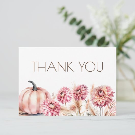 Herfst thema boho vrijgezellenfeest bruiloft dank bedankkaart (Staand voorkant)