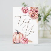 Herfst thema boho vrijgezellenfeest bruiloft dank  bedankkaart (Staand voorkant)