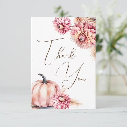 Herfst thema boho vrijgezellenfeest bruiloft dank  bedankkaart (Staand voorkant)