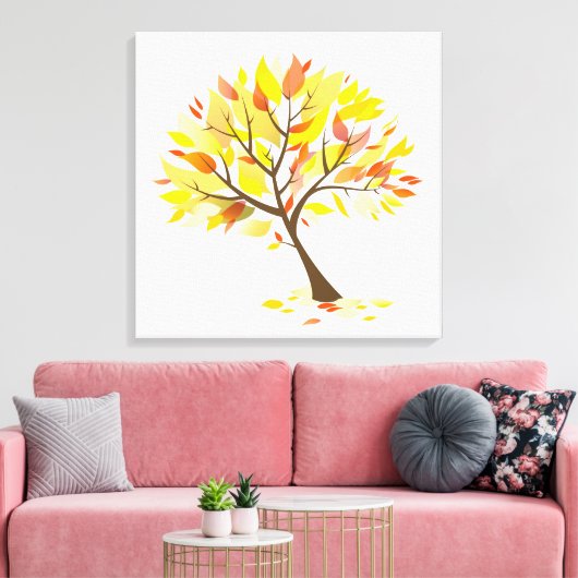 Herfst thema boom [24x24] inch canvas afdruk (Insitu (Woonkamer))
