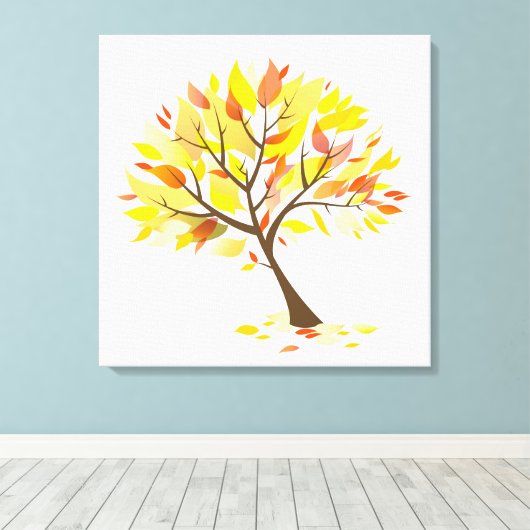 Herfst thema boom [24x24] inch canvas afdruk (Insitu (Houten vloer))