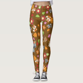 Herfst Thema Bos Dieren Patroon Leggings