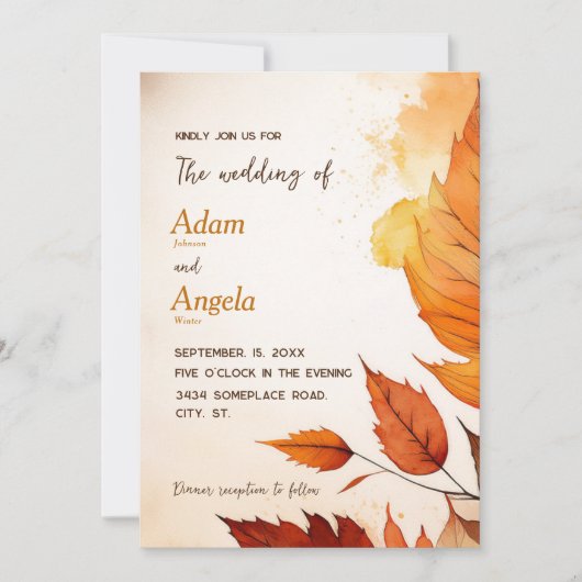 Herfst thema bruiloft uitnodiging (Voorkant)
