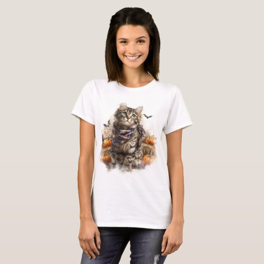  HERFST THEMA BRUINE TABBY CAT T-SHIRT (Voorkant volledig)
