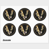 HERFST THEMA GOLD MONOGRAM V MET STROMEN RONDE STICKER (Vel)