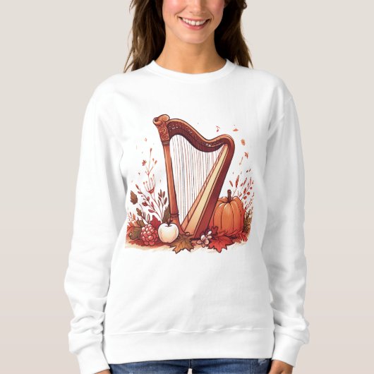 Herfst thema harp pompoen sweatshirt (Voorkant)