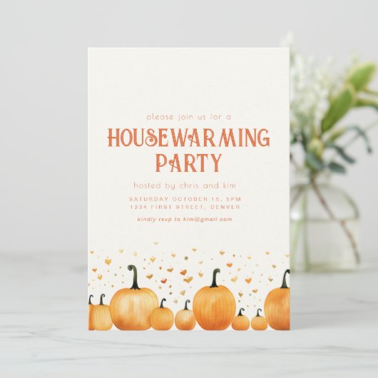 Herfst thema housewarming party uitnodiging (Staand voorkant)