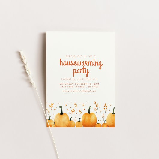 Herfst thema housewarming party uitnodiging