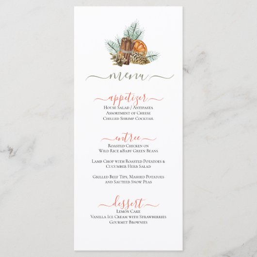 Herfst thema kaneel sticks & Sinaasappel plakjes Menu (Voorkant)
