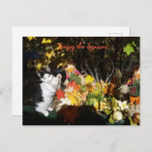 Herfst thema kat bladwijzer of feestdagenkaart (Voorkant / Achterkant)