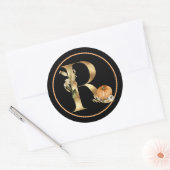 HERFST THEMA MONOGRAM R MET PUMPKIN RONDE STICKER (Envelop)